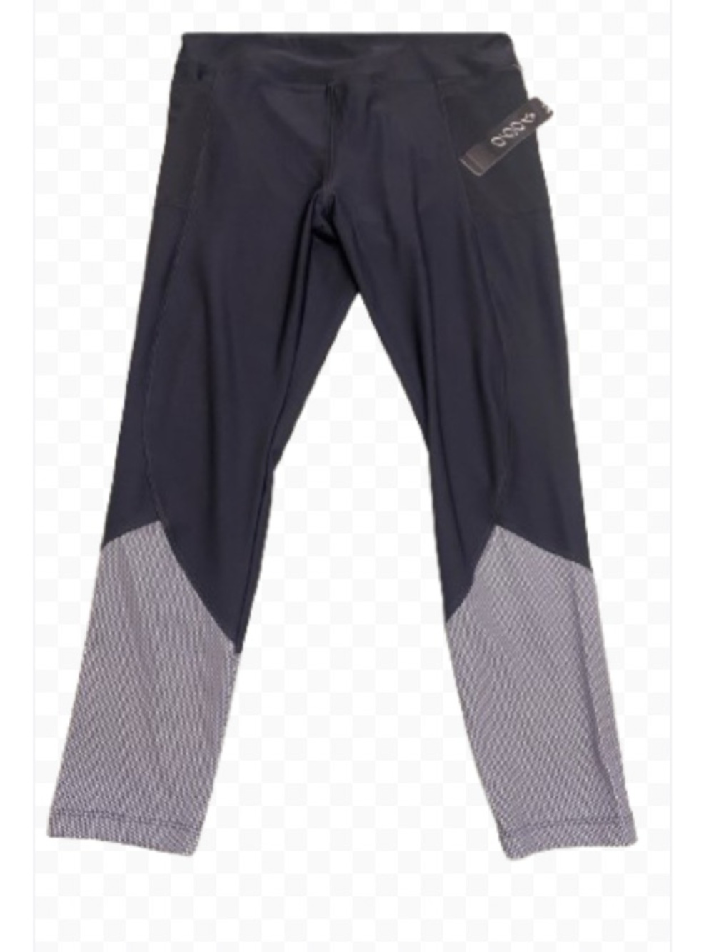 VOGO Athletica Black 7/8 Leggings with Gray Geometric Cuff Detail NWT XL